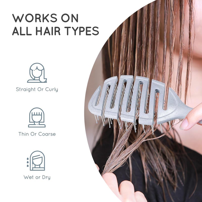 ecoed Hair brush, Vented Detangling Brush, Quickly Detangles and Smooths hair for Curly, Thick, and Straight Hair, Hair Brush for Women and Men, Blue, Eco Friendly, Sustainable Material - Image 5